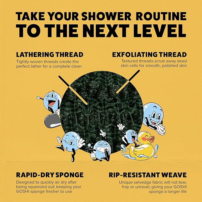 GOSHI Exfoliating Shower Sponge - Rip-Resistant, Rapid-Drying Exfoliating Bath Sponge for All Skin Types - Moss Green - Made in Japan-VivaGrace Women