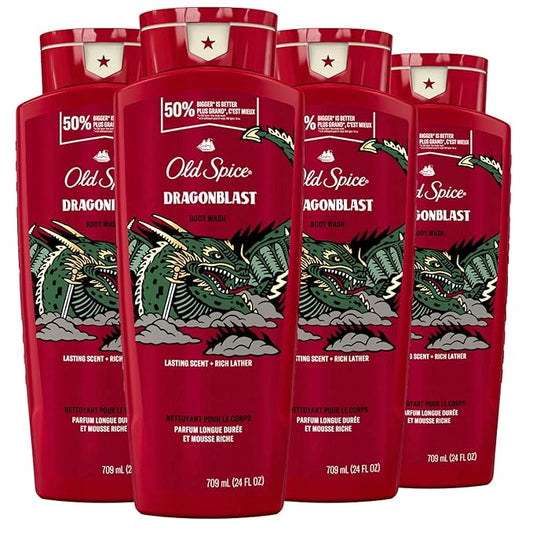 Old Spice Body Wash for Men, Dragonblast, Long Lasting Lather, 24 fl oz (Pack of 4)-VivaGrace Women