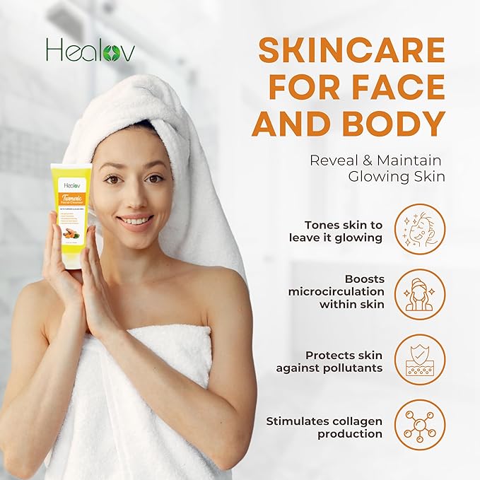 Turmeric Skincare Set - Turmeric Skin Care Products Brightening & Acne - Turmeric Skin Care Kit, Turmeric Skin Care Set - Turmeric Cleanser, Body Scrub, Face Cream & Facial Serum-VivaGrace Women