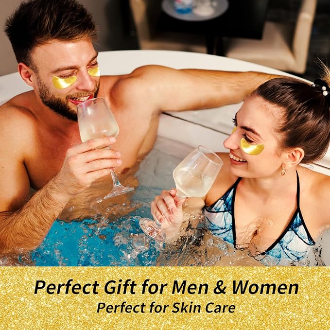 Eye Gel Pads - 24 Pairs Golden Under Eye Patches with Collagen & Hyaluronic Acid, Anti-Aging Eye Mask for Puffiness, Dark Circles & Wrinkles, Relieve, Refreshing & Revitalize Skin-VivaGrace Women