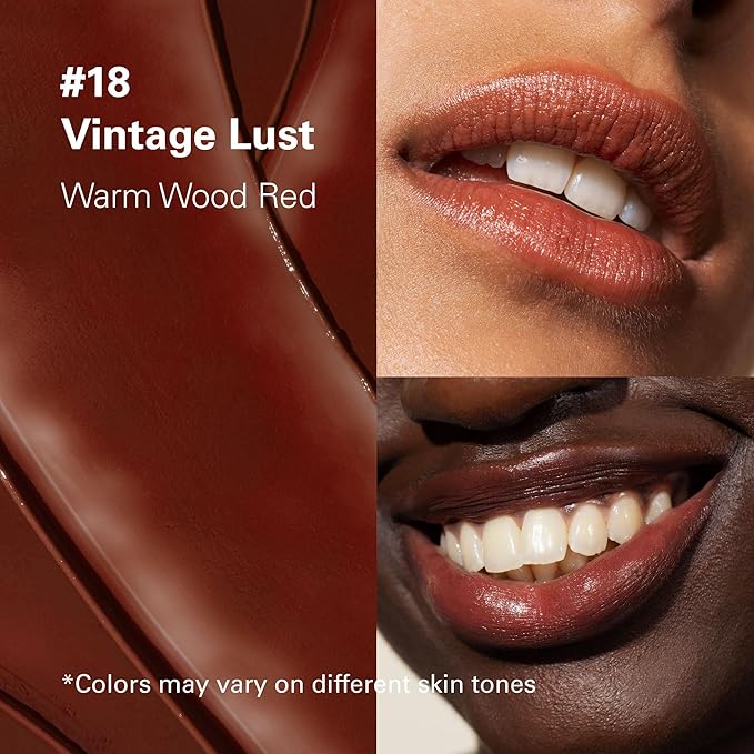 Melixir Vegan Lip Butter #18 Vintage Lust (+11 more colors), Hydrating Tinted Lip Balm Stick, Bee-Free, Petrolatum-Free, Plant-Based, Moisturizes Dry Chapped Lips With Shea Butter, Sheer Natural Finish-VivaGrace Women