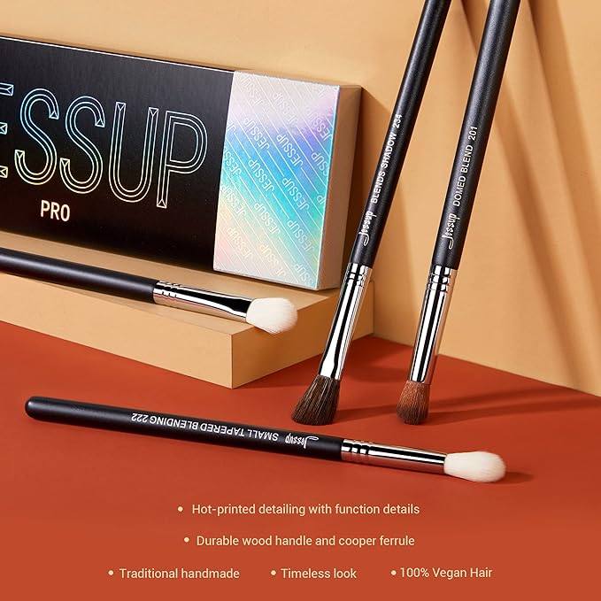 Jessup Eye Makeup Brushes Set Professional Blending Brush for Makeup Eyeshadow 13pcs Premium Synthetic Blender Brush Makeup Black T338-VivaGrace Women