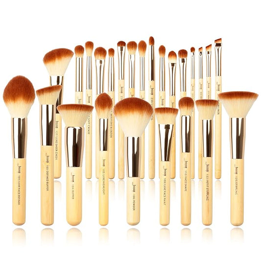 Jessup Professional Bamboo Makeup Brushes, Premium Synthetic Foundation Powder Concealer Blush Highlight Eye Blending Cosmetic Brush Set 25pcs T135-VivaGrace Women