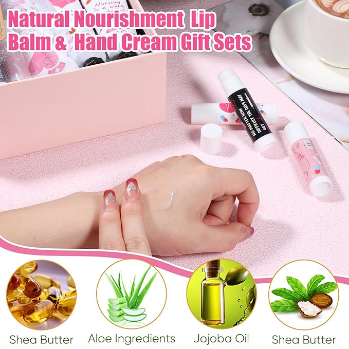 Nurse Appreciation Gifts Set Thank You Gifts Lip Balm Hand Cream for Dry Cracked Hands with Organza Bags Thank You Tags Jute for Party Holiday Nurse' Day(24 Sets)-VivaGrace Women