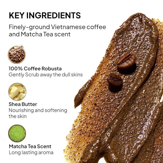 COBA'S DAUGHTER Robusta Coffee Body Scrub| Exfoliating for Cellulite and Stretch Marks, KP Bump Eraser, Strawberry Legs,Underarm | Matcha & Shea Butter | Safe for pregnancy | Vegan Beauty (10.6 Oz)-VivaGrace Women
