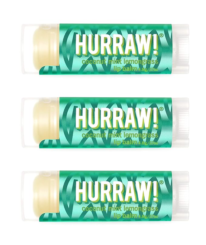 Hurraw! Coconut, Mint, Lemongrass (Pitta) Lip Balm, 3 Pack: Organic, Certified Vegan, Cruelty and Gluten Free. Non-GMO, 100% Natural Ingredients. Bee, Shea, Soy and Palm Free. Made in USA-VivaGrace Women