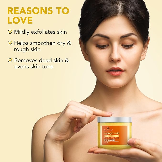 Botanic Hearth Mango Swirl Body Scrub - 8.8 fl oz - Exfoliating & Moisturizing Scrub for Smooth, Radiant Skin - Infused with African Shea & Glycolic Acid | 3 in 1 Scrub-VivaGrace Women