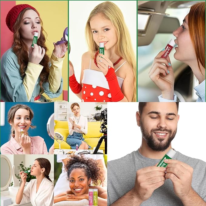 36 Pack Natural Lip Balm Bulk with Vitamin E and Coconut Oil - Moisturizing, Soothing, and Repairing Dry and Chapped Lips - 12 Flavors - Non-GMO-VivaGrace Women