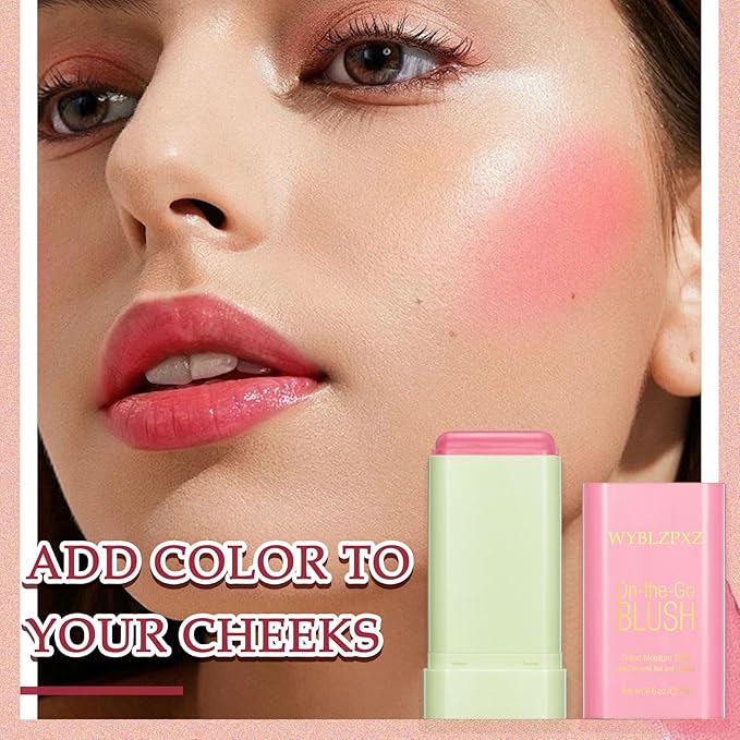 Cream Blush Stick,Multi-Use Makeup Blush Stick,Blendable Long Lasting Waterproof Blush Stick,Soft Tinted Moisturizer Cream Face Blush Makeup Stick for Cheeks & Lips Tint (#01 Shy Pink)-VivaGrace Women
