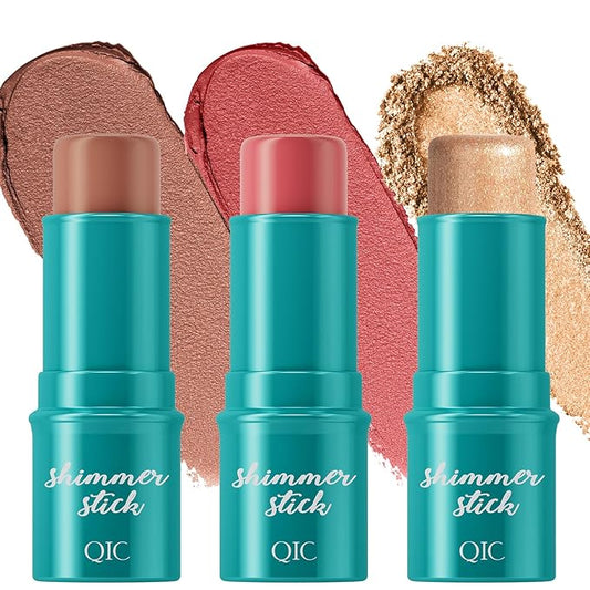 3Pcs Cream Contour Sticks Kit, Face Contouring Pen with Highlighter Stick, Blush Stick and Bronzer Contour Stick for Sculpt the Face, Create a Long Lasting, Matte or Dewy Finish (06)-VivaGrace Women