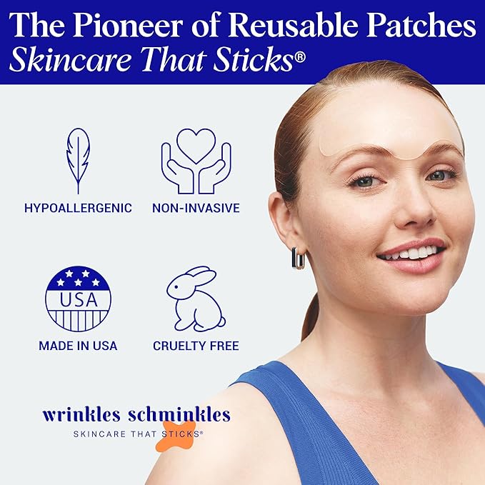 Wrinkles Schminkles Forehead Wrinkle Patches, 2-Pack, Reusable Hypoallergenic Silicone Smoothing Pads + Silicone Patch Cleanser 2 oz, Clean Silicone Patches Without Breaking Down The Adhesive-VivaGrace Women