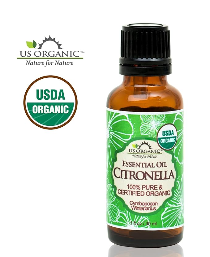 US Organic Citronella Essential Oil, USDA Certified, 100% Pure, 30 ml, Improved caps and droppers – Used for Skin Care, DIY Projects Like Candle Making and Much More-VivaGrace Women