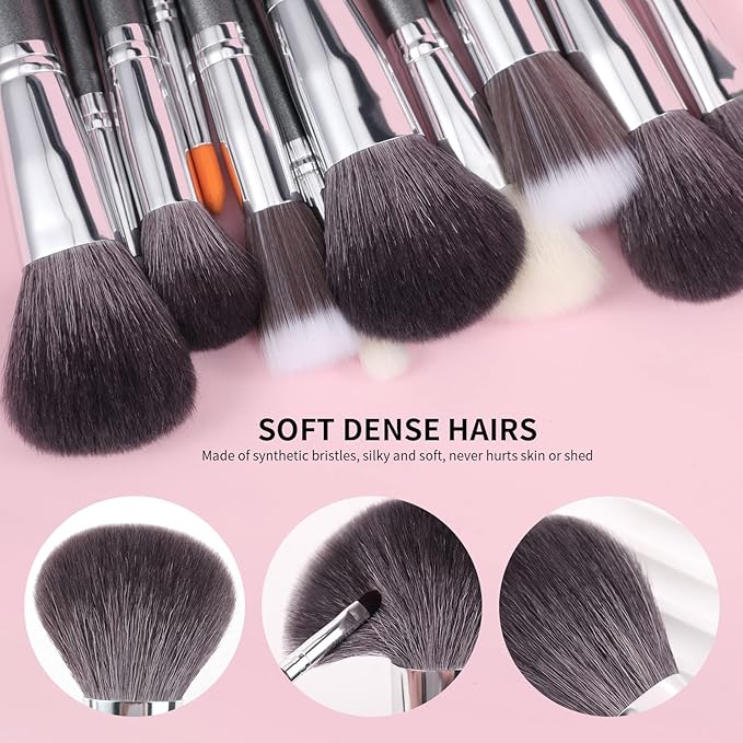 Docolor Professional Makeup Brush Set 29Pcs Makeup Brushes Valentines Day Gifts Premium Goat Synthetic Fiber Foundation Face Powder Blush Concealer Eyeshadows Make Up Brushes with PU Leather Case-VivaGrace Women