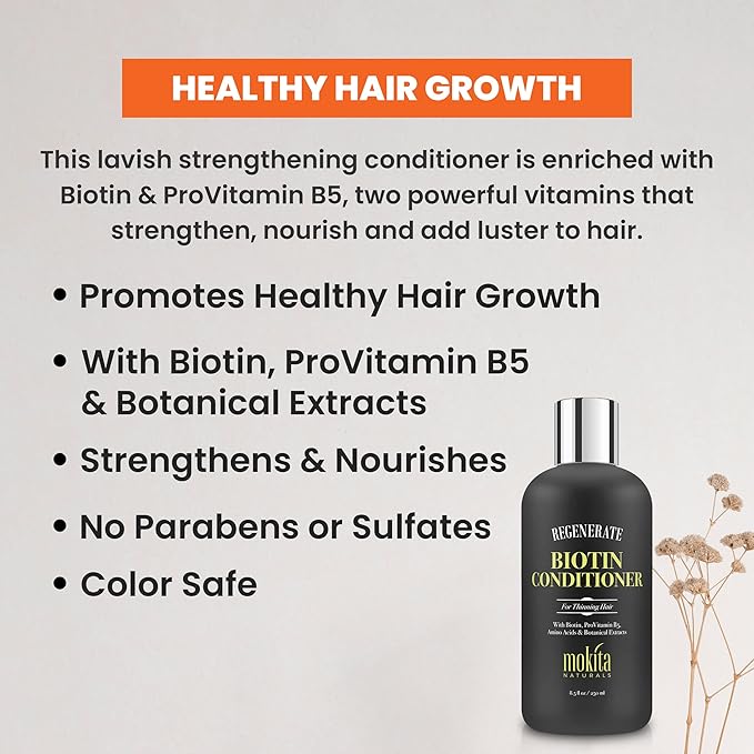 Conditioner with Biotin, ProVitamin B5 and Amino Acids for Repair Treatment and Deep Moisturizing for All Hair Types - Detangle, Protect and Support New Hair Growth - 8.5 Ounces-VivaGrace Women