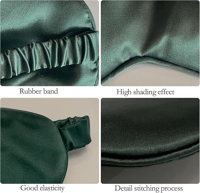 Silk Eye mask for Sleeping Light Blocking for Bedroom, Plane Travel Satin Sleep mask Women Mens,Blackout to Help You deep Sleep (Green)-VivaGrace Women