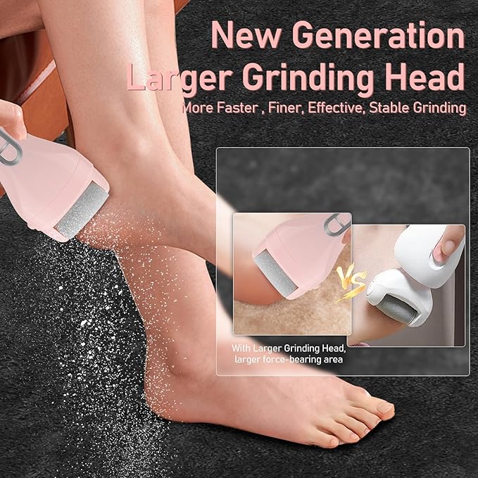 Callus Remover for Feet - with Larger Grinding Head, Electric Portable Pedicure Kit Foot File Callus Remover, Rechargeable Waterproof Foot File for Foot Care Deadskin Remover LCD Display-Pink-VivaGrace Women