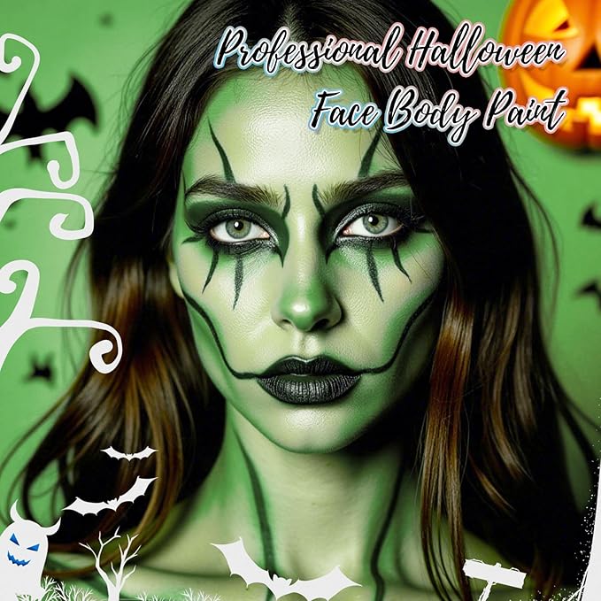 Light Green Water Based Face Body Paint for St. Patrick’s Day,2.37 OZ Large Tube Full Coverage Face Paint for Cosplay Monster Hulk Witch,Washable Green Body Painting Adult Halloween SFX Makeup-VivaGrace Women