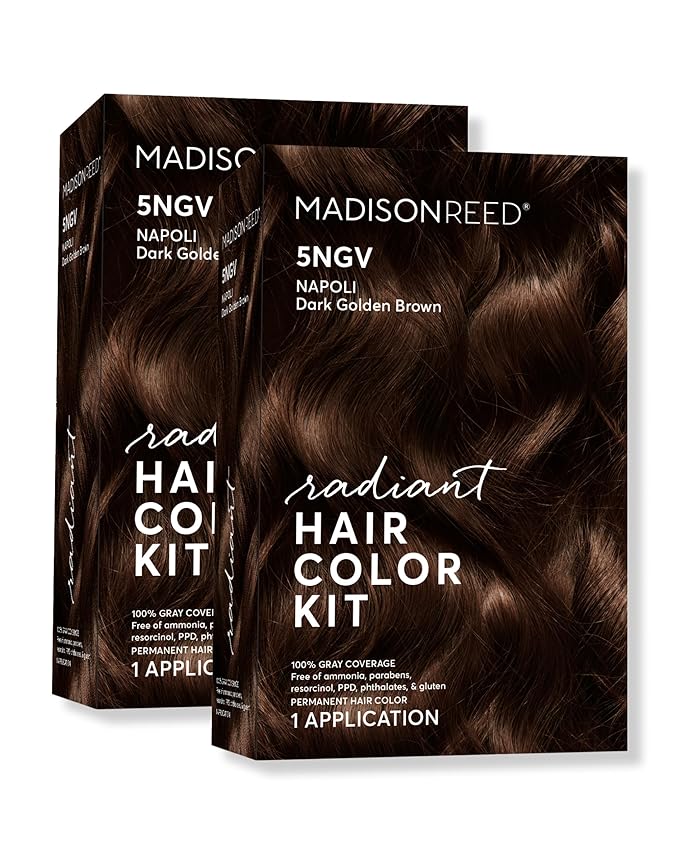 Madison Reed Radiant Hair Color Kit | 5NGV Dark Golden Brown (Napoli Brown) for 100% Gray Hair Coverage | Salon Quality Permanent Hair Dye | PPD-Free & Ammonia-Free | (Packaging May Vary) 2 Pack-VivaGrace Women