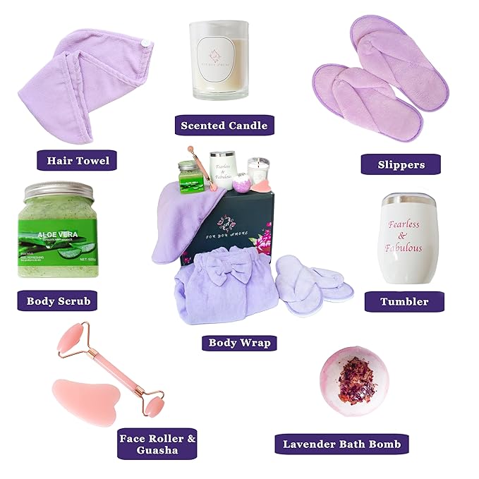 Relaxing Luxury Spa Care Package with Body & Hair Wrap and Matching Flip Flops, Thinking of You Gifts for Women, Gifts for Women, Birthday Baskets, Get Well Soon Gifts, Her, Sister, Mom, Best Friends-VivaGrace Women