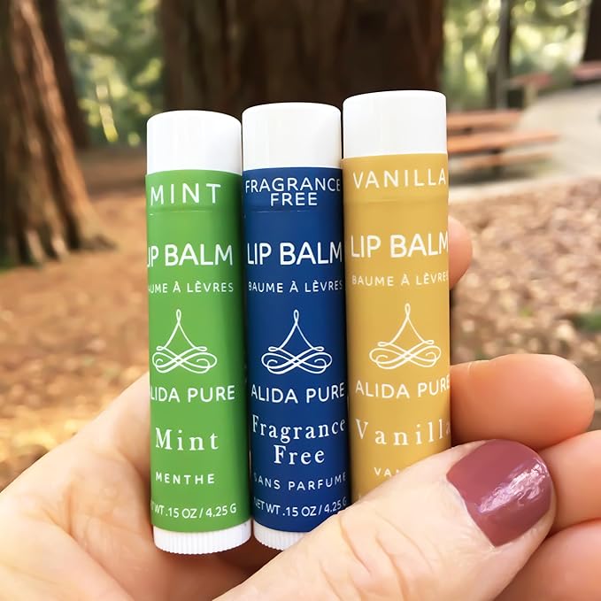 Favorites Lip Balm Collection, Vegan Lip Balm Set, Bees Wax Free, Coconut Oil Free, Avocado Oil, Organic Jojoba Oil, Vitamin E, Natural Moisturizer For Dry Cracked Lips, 3 Tube Set-VivaGrace Women