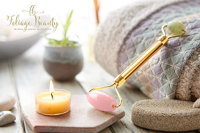 Jade Rose Quartz Roller Kit with 3 Changeable Heads | Face Facial Roller-VivaGrace Women