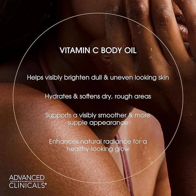 Advanced Clinicals Vitamin C illuminating Body Oil For Women & Men |Vitamin C Oil Skin Care Body Moisturizer With Vitamin E + Botanicals To Help Improve Appearance Of Dark Spots + Dry Skin, 2 Piece-VivaGrace Women