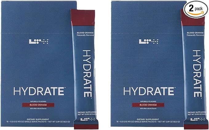 LTH Hydrate Hydration Mix - Trusted by Life Time Fitness Members - NSF Certified for Sport - Electrolyte Powder - Plant-Based, Non-GMO, Gluten Free - 15 Single-Serve Packets (Blood Orange) - 2- Pack-VivaGrace Women
