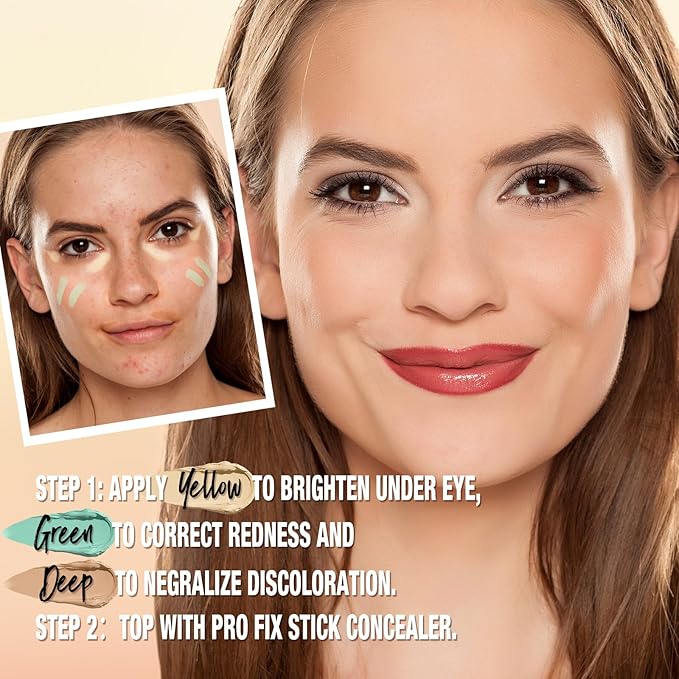 LANGMANNI Multi-Use Face Contour Stick,Highlighter & Concealer Stick, Combo Use For Correcting Color Balancing (#01+#02 Yellow+Green)-VivaGrace Women