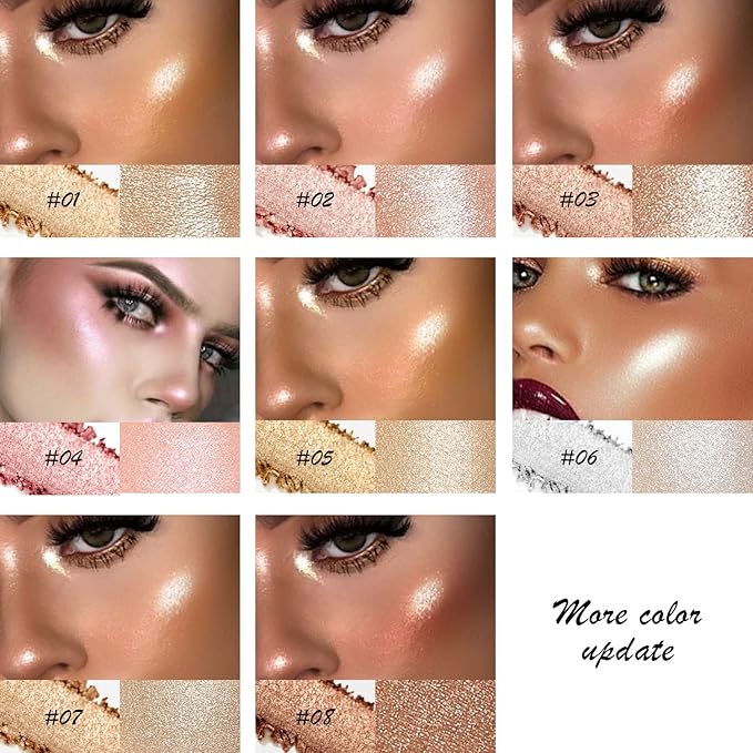 Shimmer Highlighter Palette Brown Color for Black Women,Highlight Makeup for Face/Body,Long Lasting Glow Illuminate Powder for Medium Skin,Highlighting Contour Palettes,Cruelty-Free-VivaGrace Women