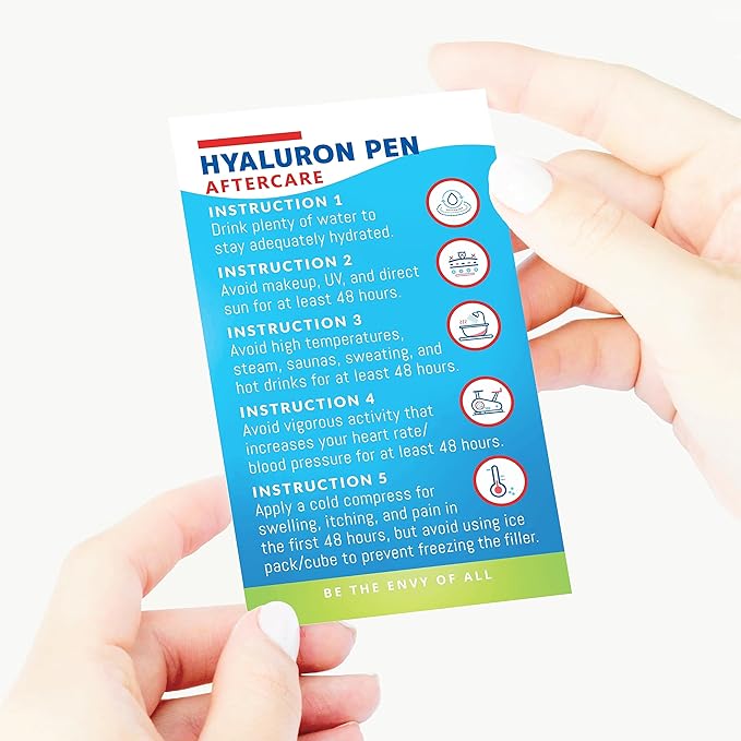 100 Pack - Premium Hyaluron Pen Lip Filler Aftercare Instructions Card 2 x 3.5" Accessories Supplies Kit Care - HP12A100_N-VivaGrace Women