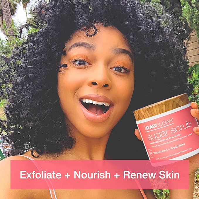 Raw Sugar Watermelon + Fresh Mint Nourishing Body Love Bundle - Body Wash, Body Scrub, Lip Balm & Deodorant, Clean, Made with Plant-Derived Ingredients, Formulated without Sulfates and Parabens-VivaGrace Women