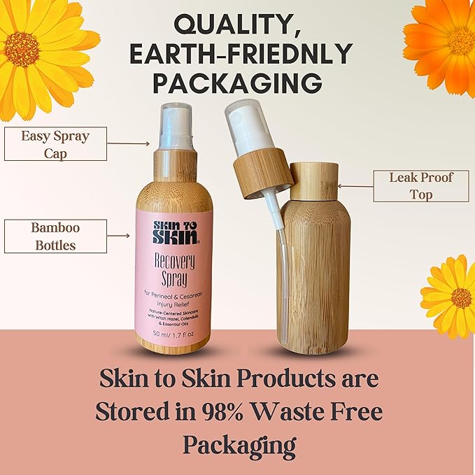 Skin to Skin Postpartum Kit-4 Piece Set in Cosmetic Bag - Postpartum Recovery - Includes: Herbal Bath, Recovery Spray, Restorative Salve, and Nipple Butter - Postpartum Care Kit - After Birth Care Kit-VivaGrace Women