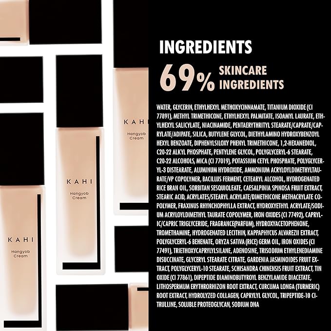 KAHI Single Veil Cream | Hangyob Foundation | Korean Tinted Moisturizer | Hydrating Perfect Cover BB Cream | Korean Skincare Makeup | Collagen Concealer Sun Cream Foundation 1.01 fl oz-VivaGrace Women
