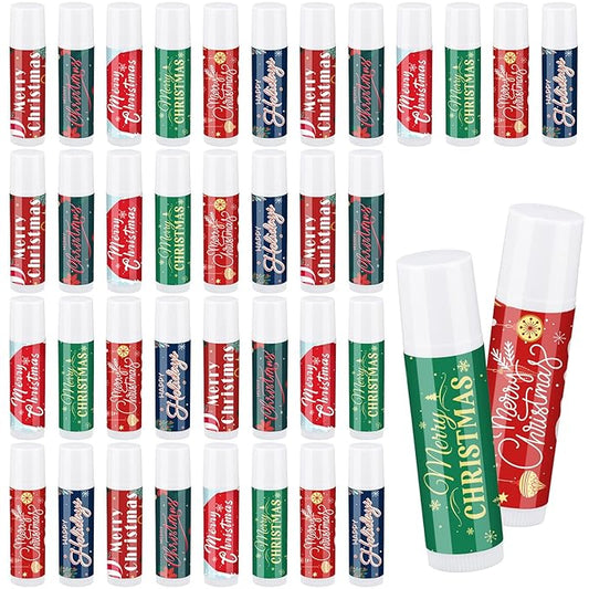 36 Pcs Lip Balm Bulk Easter Basket Stuffers Christmas Gifts for Kids Holiday Lip Balm Moisturizing Stick Lip Care Multipack Flavored Lip Balm for Party Supplies in 6 Flavors (Santa Claus)-VivaGrace Women