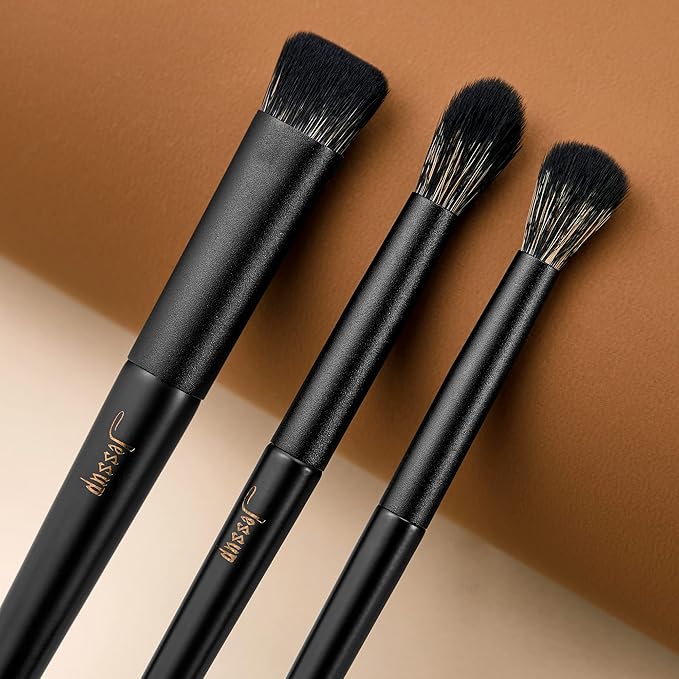 Jessup Eyeshadow Brush Set, 10Pcs Eye Makeup Brushes Professional for Blending Eye Shadow Liner Crease, Duo-end Brow Brush, Elegant Black T337-VivaGrace Women