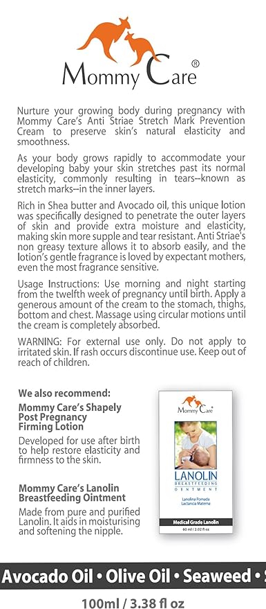 Stretch Mark Remover For Pregnancy, Anti Striae - Anti Stretch Marks, All Natural Organic Maternity Stretch Mark Prevention Lotion With Laminaria seaweed, Shea Butter Avocado and Olive Oil 3.38 fl oz-VivaGrace Women