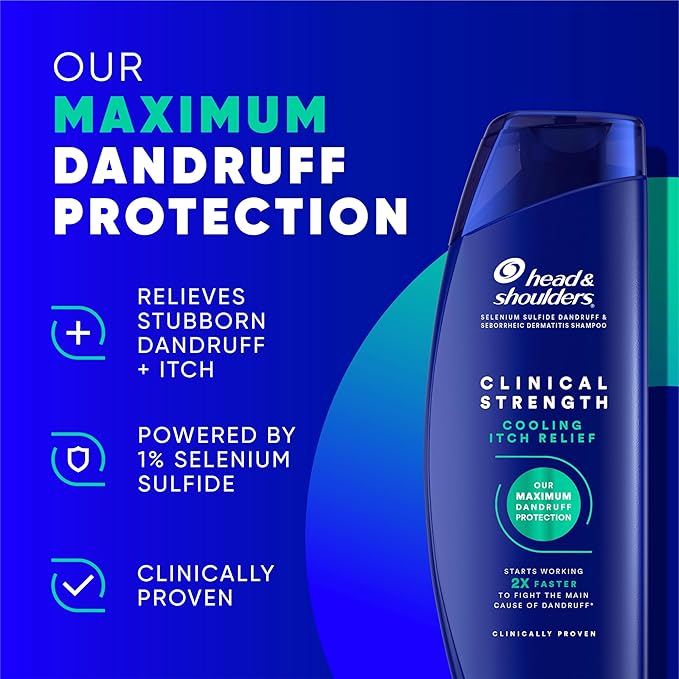 Head & Shoulders Clinical Strength Dandruff Shampoo, Selenium Sulfide Dandruff Defense, Intensive Itch Relief, Seborrheic Dermatitis Relief, Cooling Menthol, 13.5 Fl Oz Each, 2 Pack-VivaGrace Women