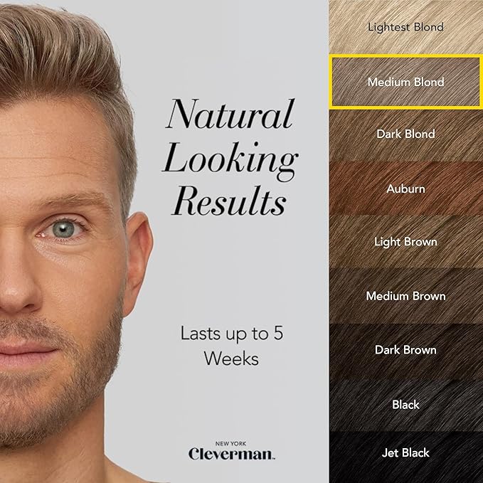 Cleverman Medium Blond All-in-One Reusable Kit for Men's Natural-Looking Gray Coverage - Professional-Quality Hair, Beard & Mustache Color, Ammonia-Free-VivaGrace Women