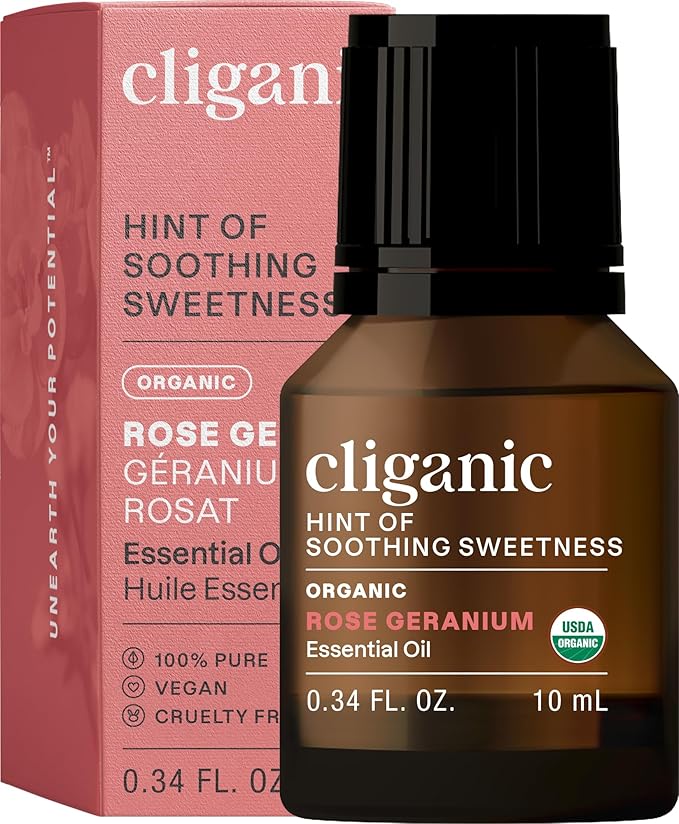 Cliganic Organic Rose Geranium Essential Oil, 100% Pure Natural for Aromatherapy | Non-GMO Verified (Packaging May Verify)-VivaGrace Women