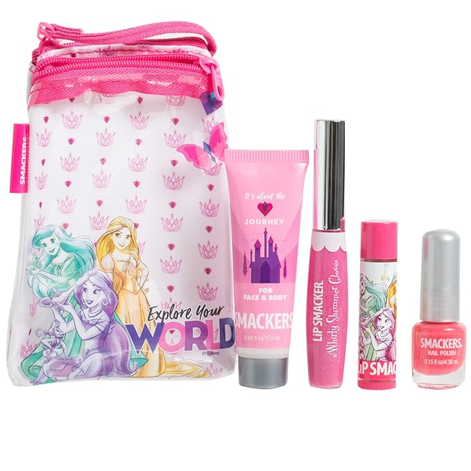 Lip Smacker Princess Glam Bag Makeup Set, Lip Balm, Lip Gloss, Nail Polish, Lotion-VivaGrace Women
