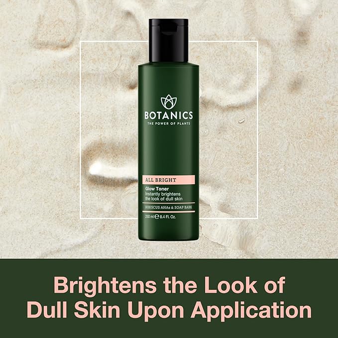 Botanics Glow Toner for Face - Enriched with Hibiscus AHA Exfoliant & Soap Bark - Non-Drying - Vegan and Cruelty-Free Face Toner for Women & Men (8.4 Fl Oz)-VivaGrace Women