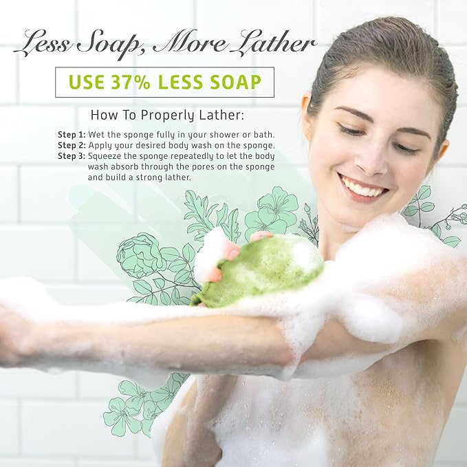 Spongentle Deep Cleansing Body Loofah Sponge, Natural Colors, for Bath and Shower, Multiple Textures for Gentle and Deep Exfoliation, Generous and Rich Lather, (Pack of 3)-VivaGrace Women
