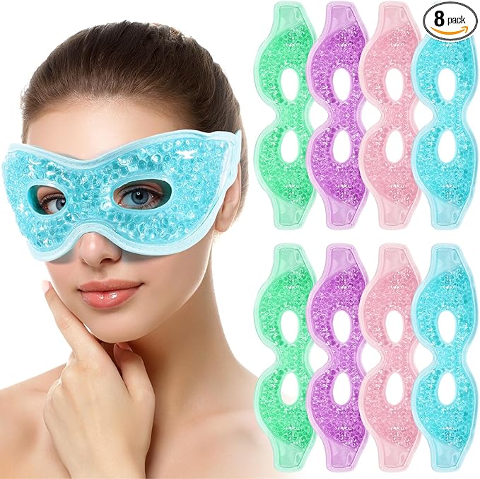 8 Pcs Gel Eye Mask Reusable Cooling Eye Mask Hot Cold Eye Mask with Plush Backing Eye Ice Pack for Cold Compress Dry Eyes Stress Relief Skin Care-VivaGrace Women
