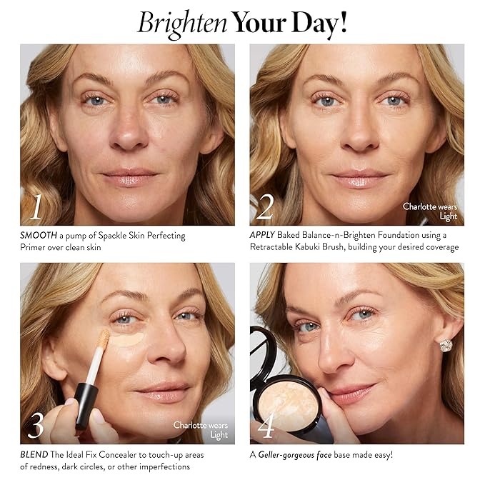 LAURA GELLER NEW YORK Award-Winning Baked Balance-n-Brighten Color Correcting Powder Foundation - Light - Buildable Light to Medium Coverage - Demi-Matte Natural Finish-VivaGrace Women