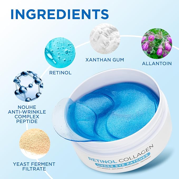 Eye Patches for Puffy Eyes 60 Pcs, 24k Gold Under Eye Patches for Dark Circles and Puffiness, Under Eye Mask Patches for Wrinkles, Dark Circles Under Eye Bags Treatment For Women And Men-VivaGrace Women