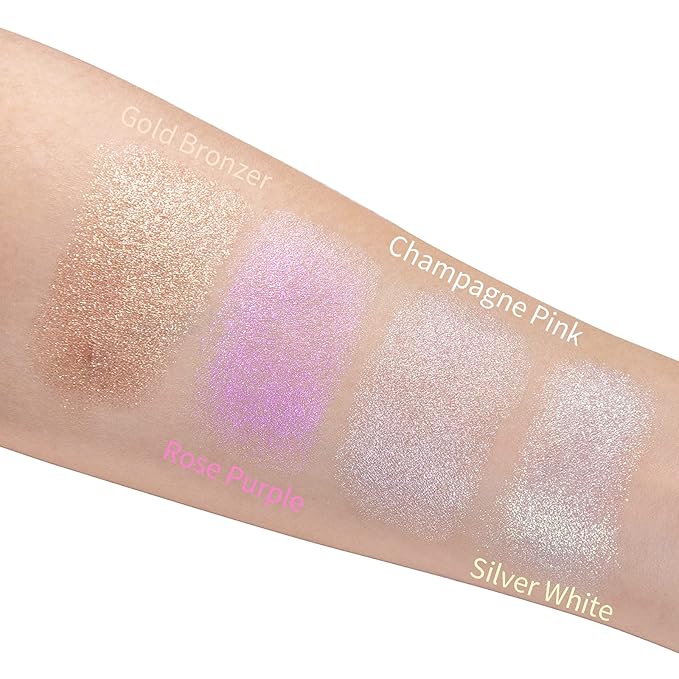 Highlighter Makeup, Cream Highlighter, Face Highlighter, Long Lasting Glitter Highlighter Makeup Palette - Silver White Highlighter-VivaGrace Women