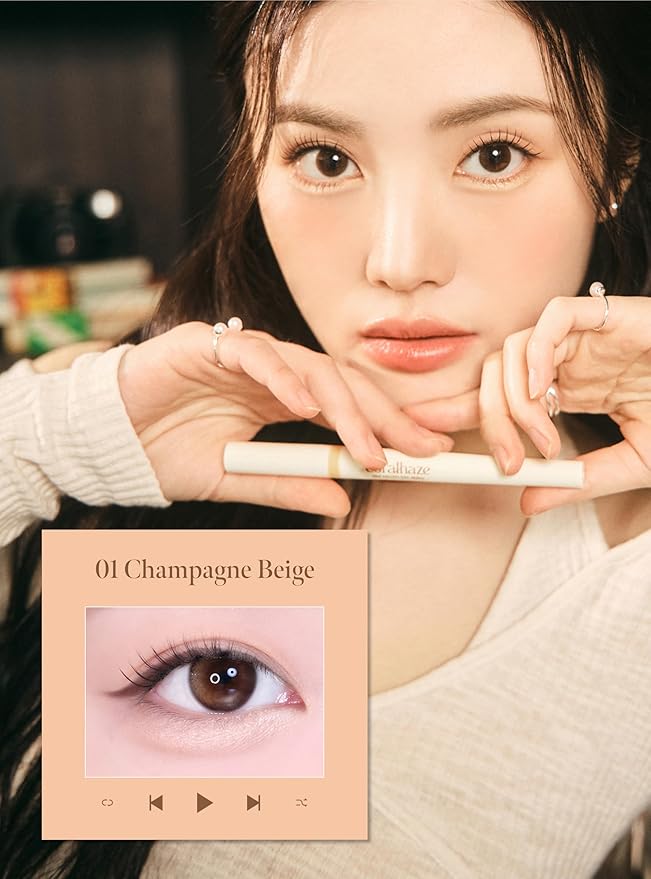 CORALHAZE Idol AEGYO-SAL Maker 01 Champagne Beige, 2-in-1 Under-Eye Highlighter and Contour Liner for Bright, Voluminous Eyes, Long-Lasting, Smudge-Proof Shimmer Stick with Natural Glow, Korean Beauty-VivaGrace Women