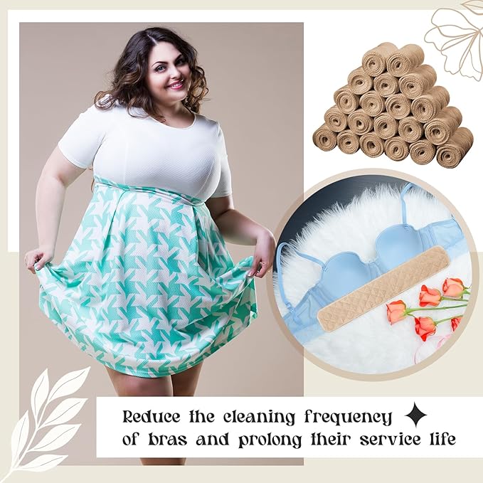 Toulite 20 Pcs Bra Liners for Sweat 18x3 Inch 3 Layer Washable Rectangle Cotton Under Breasts Pads for Women Absorb Sweating-VivaGrace Women
