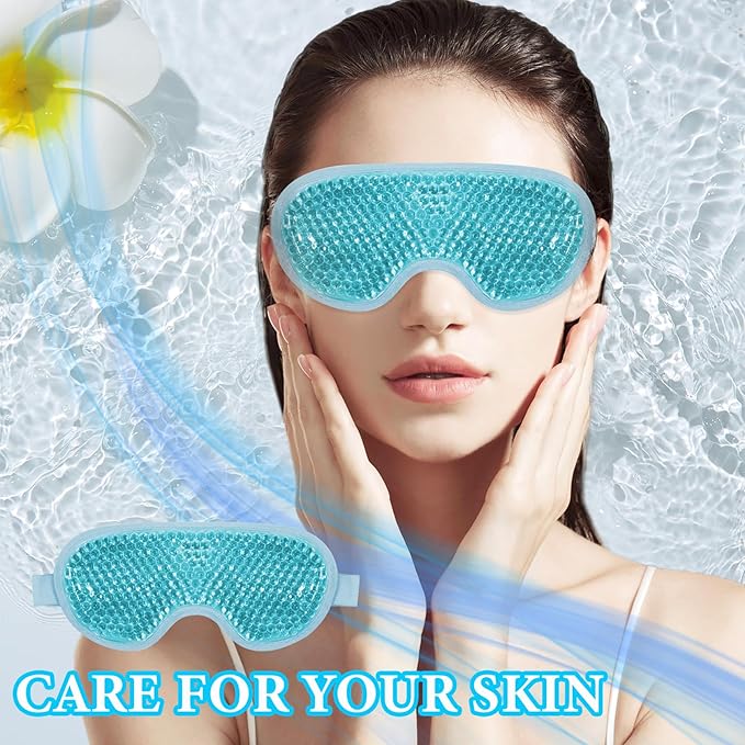 Cold Face Eye Mask Ice Pack for Dark Circles,Eye SPA,Pressure,Cooling Face Masks for Women Sleeping,Skin Care Gel Beads Hot Cold Use Ice Facial Mask-VivaGrace Women