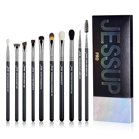 Jessup Eye Makeup Brushes 10 pcs, Premium Synthetic Eyeshadow Blending Concealer Eyebrow Eyeliner Brush Set T315-VivaGrace Women